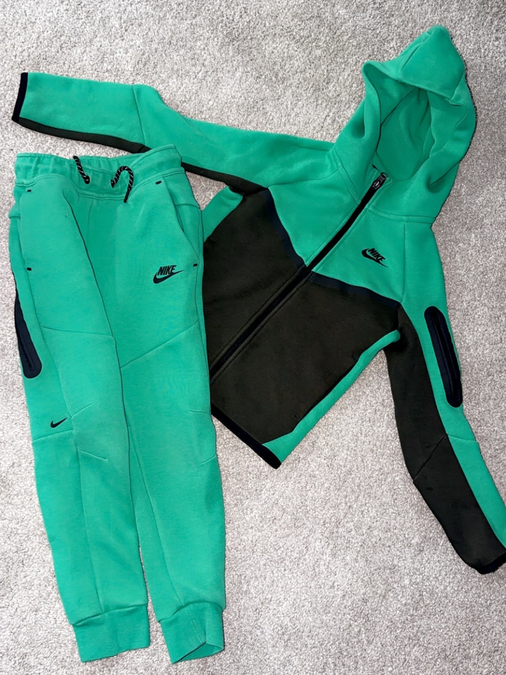 Nike Green and Black Kids' Hooded Sweatshirt & Joggers Set